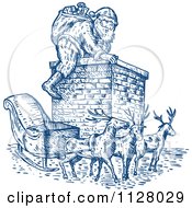 Clipart Of A Retro Santa Climbing A Chimney Royalty Free Vector Illustration
