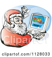Poster, Art Print Of Christmas Santa Claus Sending Emails From A Computer