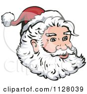 Cartoon Of A Christmas Santa Claus Face With A Beard 1 Royalty Free Vector Clipart