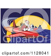 Poster, Art Print Of Christmas Santa Claus Flying A Jet Around The Globe