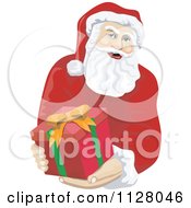 Poster, Art Print Of Christmas Santa Claus Holding Out A Gift Box