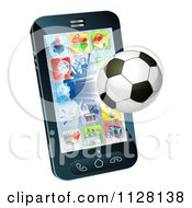 3d Soccer Ball Flying Through And Breaking A Smart Cell Phone Screen