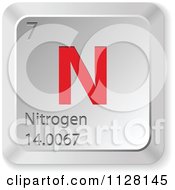Clipart Of A 3d Red And Silver Nitrogen Element Keyboard Button Royalty Free Vector Illustration