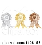 Poster, Art Print Of Silver Gold And Bronze Fifty Percent Off Retail Sale Ribbons
