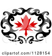 Poster, Art Print Of Black And Red Tribal Maple Leaf 8