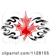 Clipart Of A Black And Red Tribal Maple Leaf 7 Royalty Free Vector Illustration by Vector Tradition SM