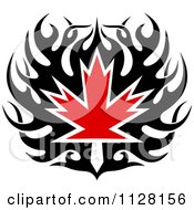 Poster, Art Print Of Black And Red Tribal Maple Leaf 6