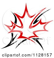 Clipart Of A Black And Red Tribal Maple Leaf 5 Royalty Free Vector Illustration by Vector Tradition SM