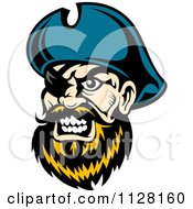 Poster, Art Print Of Angry Pirate Face With A Blond Beard And Eye Patch