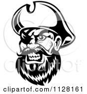 Poster, Art Print Of Angry Black And White Pirate Face With An Eye Patch 1