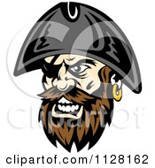 Poster, Art Print Of Angry Pirate Face With A Brown Beard And Eye Patch