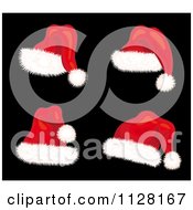 Christmas Santa Hats On Black