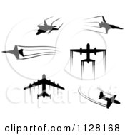 Poster, Art Print Of Black Silhouetted Airplanes And Contrails