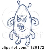 Clipart Of A Cute Blue AMoeba Or Monster 5 Royalty Free Vector Illustration