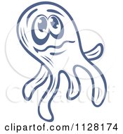 Clipart Of A Cute Blue AMoeba Or Monster 3 Royalty Free Vector Illustration