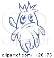 Clipart Of A Cute Blue AMoeba Or Monster 2 Royalty Free Vector Illustration