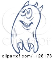 Clipart Of A Cute Blue AMoeba Or Monster 1 Royalty Free Vector Illustration