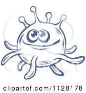 Clipart Of A Cute Blue AMoeba Or Monster 7 Royalty Free Vector Illustration