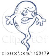 Clipart Of A Cute Blue Ghost Amoeba Or Monster 1 Royalty Free Vector Illustration