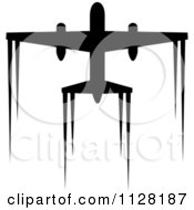 Clipart Of A Black Silhouetted Airplane And Contrails 5 Royalty Free Vector Illustration