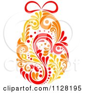 Poster, Art Print Of Red Orange And Yellow Floral Easter Egg