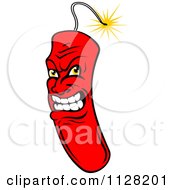 Clipart Of A Mad Red Dynamite Mascot Royalty Free Vector Illustration