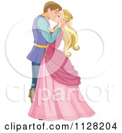 Cartoon Of A Fairy Tale Prince Kissing A Princess Passionately Royalty Free Vector Clipart by Pushkin