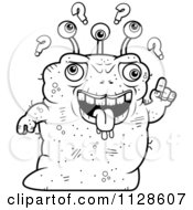 Cartoon Clipart Of An Ugly Dumb Alien Black And White Vector Coloring Page by Cory Thoman