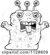 Cartoon Clipart Of An Ugly Angry Alien Black And White Vector Coloring Page