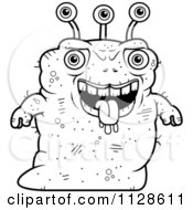 Cartoon Clipart Of An Ugly Alien Black And White Vector Coloring Page