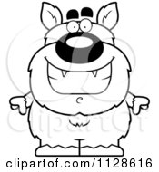 Cartoon Clipart Of An Outlined Happy Pudgy Werewolf Black And White Vector Coloring Page
