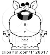 Cartoon Clipart Of An Outlined Surprised Pudgy Werewolf Black And White Vector Coloring Page