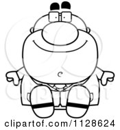 Poster, Art Print Of Outlined Sitting Pudgy Male Scientist