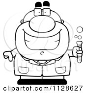 Poster, Art Print Of Outlined Pudgy Male Scientist Holding A Test Tube