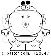 Cartoon Clipart Of An Outlined Surprised Fish Man Monster Black And White Vector Coloring Page