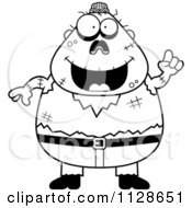 Cartoon Clipart Of An Outlined Smart Halloween Zombie With An Idea Black And White Vector Coloring Page by Cory Thoman
