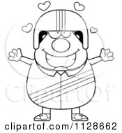 Cartoon Clipart Of An Outlined Amorous Race Car Driver Black And White Vector Coloring Page by Cory Thoman