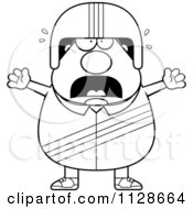 Cartoon Clipart Of An Outlined Frightened Race Car Driver Black And White Vector Coloring Page by Cory Thoman