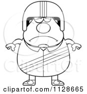 Cartoon Clipart Of An Outlined Depressed Race Car Driver Black And White Vector Coloring Page by Cory Thoman