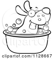 Poster, Art Print Of Outlined Happy Dog Soaking In A Tub