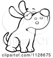 Cartoon Clipart Of An Outlined Depressed Dog Sitting Black And White Vector Coloring Page