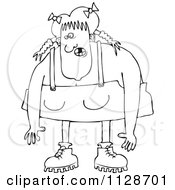 Cartoon Of An Outlined Redneck Hillbilly Woman Royalty Free Vector Clipart