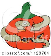 Cartoon Of A Snake In A Halloween Jackolantern Pumpkin Royalty Free Vector Clipart