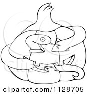 Cartoon Of An Outlined Snake In A Halloween Jackolantern Pumpkin Royalty Free Vector Clipart