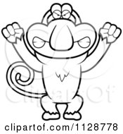 Cartoon Clipart Of An Outlined Angry Proboscis Monkey Black And White Vector Coloring Page by Cory Thoman