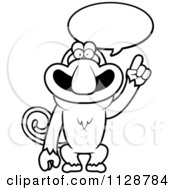 Cartoon Clipart Of An Outlined Proboscis Monkey Talking Black And White Vector Coloring Page by Cory Thoman