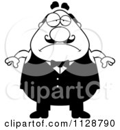Poster, Art Print Of Black And White Depressed Chubby Male Waiter