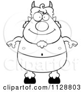 Cartoon Clipart Of An Outlined Happy Pan Faun Black And White Vector Coloring Page
