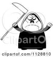 Poster, Art Print Of Black And White Angry Chubby Grim Reaper
