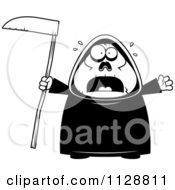 Poster, Art Print Of Black And White Scared Chubby Grim Reaper